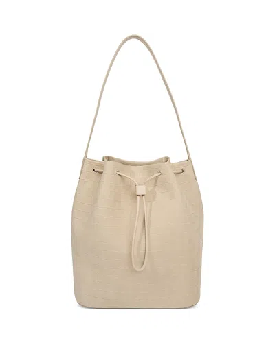 Vince Sarai Croc Embossed Leather Bucket Bag In Neutral