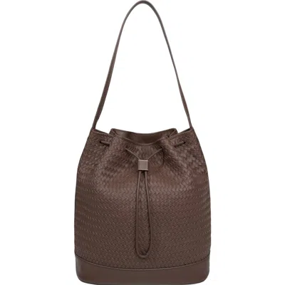 Vince Sarai Woven Leather Bucket Bag In Brown