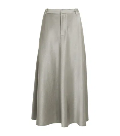 Vince Satin A-line Midi Skirt In Green