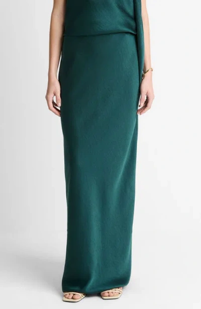 Vince Satin Bias Column Skirt In Green