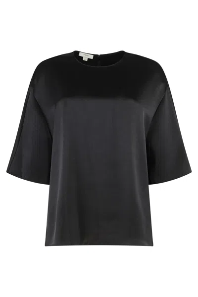 Vince Satin Blouse In Black