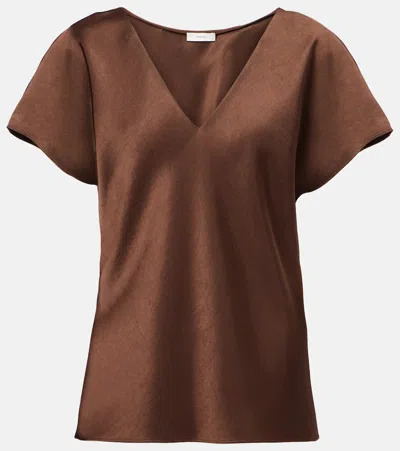 Vince Satin Blouse In Brown