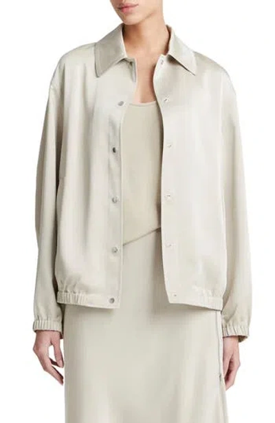 Vince Satin Bomber Jacket In Neutral