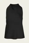 Vince Satin Cowl-neck Bias Top In Black