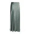 Vince Womens Deep Patina Panelled High-waist Woven Midi Skirt In Green