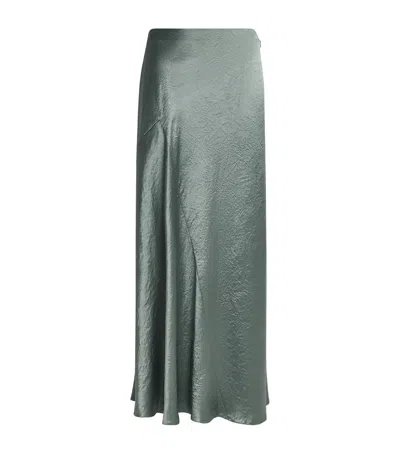 VINCE SATIN CRINKLED BIAS-CUT MAXI SKIRT