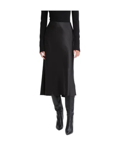 Vince Satin-finish Draped Midi Skirt In Black