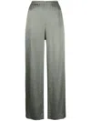Vince Satin-twill Straight-leg Pants In Green