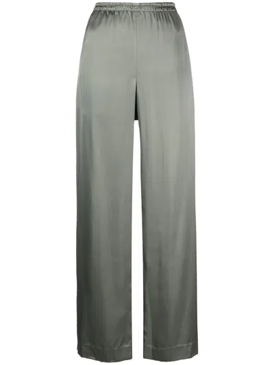 Vince Satin-twill Straight-leg Pants In Green