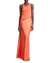 Vince Satin Maxi Skirt In Orange