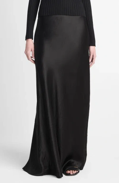 Vince Satin Maxi Skirt In Black