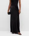 Vince High-rise Satin Maxi Skirt In Black