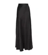 Vince Satin-finish Draped Midi Skirt In Black