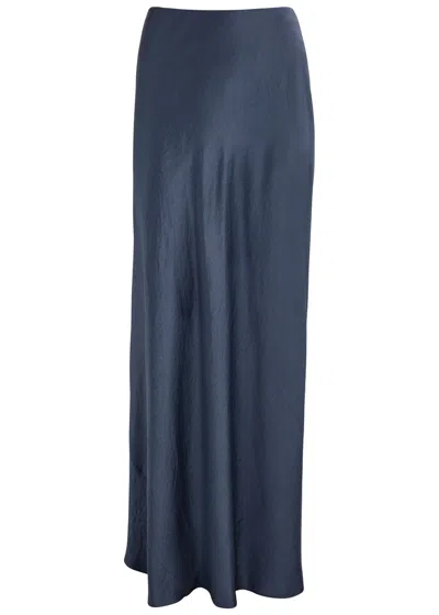 Vince Satin Maxi Skirt In Dark Blue