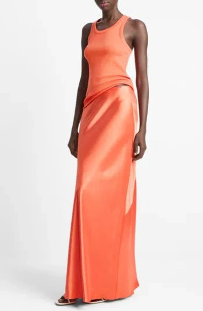 Vince Satin Maxi Skirt In Gray