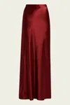 VINCE SATIN MAXI SKIRT IN RUBY INK