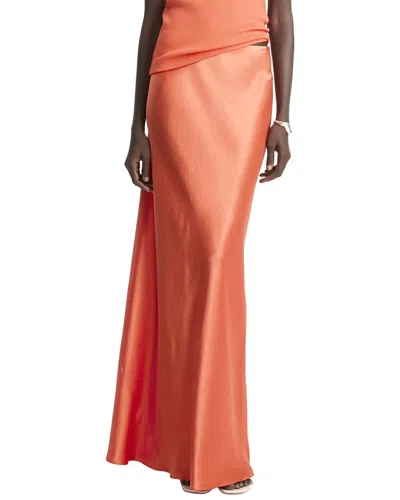 Vince Satin Maxi Skirt In Orange