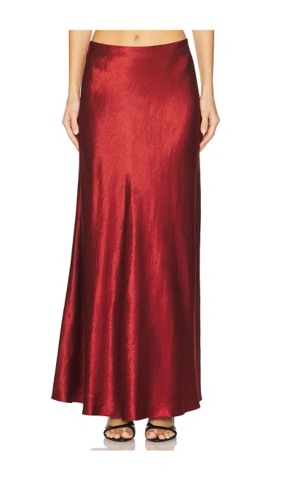 Vince Satin Maxi Skirt In Red