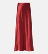 Vince Satin Maxi Skirt In Ruby Ink