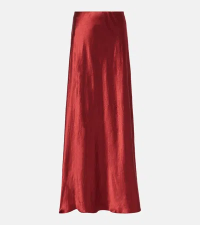 Vince Satin Maxi Skirt In Ruby Ink