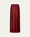 Vince Satin Maxi Skirt In Ruby Ink In Ruby Ink