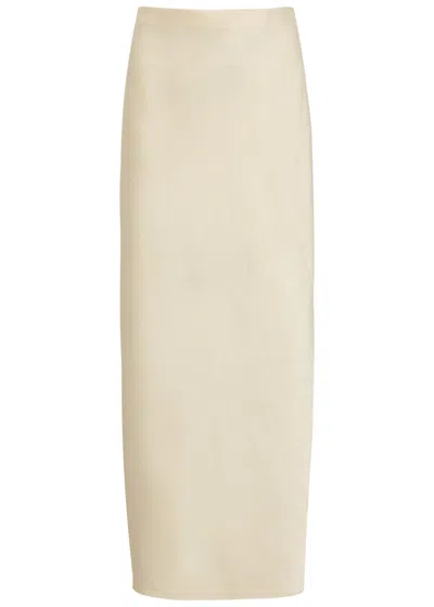 Vince Satin Maxi Skirt In White