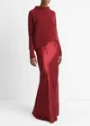 VINCE SATIN MAXI SLIP SKIRT IN RUBY INK