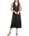 Vince Satin Midi Dress In Black