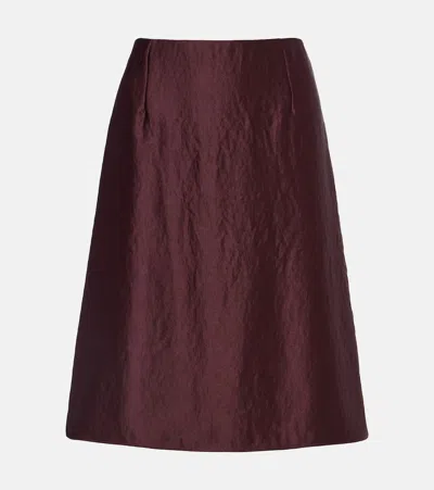 Vince Satin Midi Skirt In Burgundy
