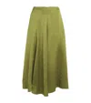 Vince Satin Midi Skirt In Green