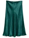 Vince Satin Midi Skirt In Green