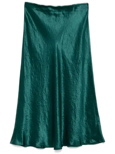 Vince Satin Midi Skirt In Jlk Jade Lake