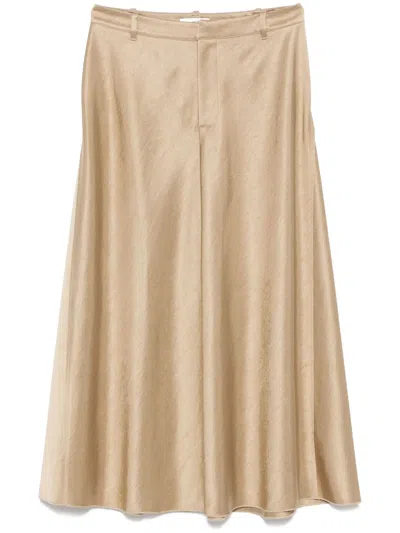 Vince Satin Midi Skirt In Neutrals