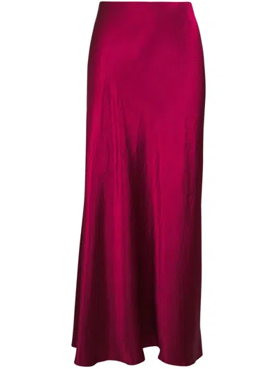 Vince Satin Midi Skirt In Red