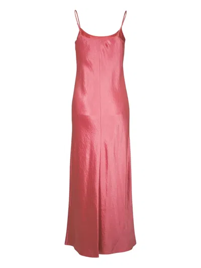 Vince Satin Midi Slip Dress In Pink