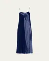 Vince Womens Solid U-nuck Slip Dress In Blue