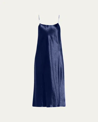 Vince Womens Solid U-nuck Slip Dress In Blue
