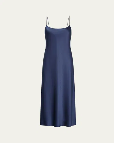 Vince Satin Midi Slip Dress In Dk Peri