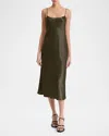 Vince Maxi Bias Slip Dress In Olive Branch