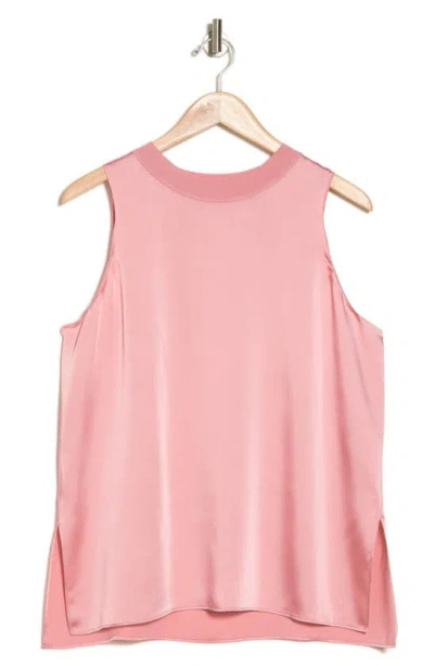 Vince Satin Rib Crewneck Tank In Light Rose Root