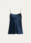 Vince Satin Scoop-neck Cami In Costal Blue