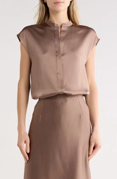 Vince Satin Shell Tank In Brown