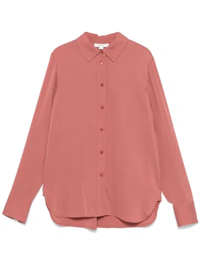 Vince Satin Shirt In Brt Berry Rust