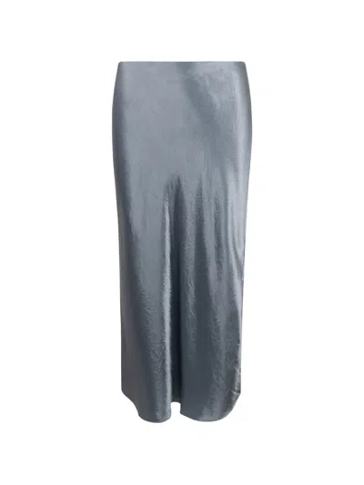 Vince Side Slit Slip Skirt In Light Lagoon In Gray