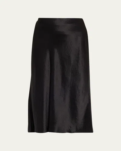 Vince Satin Slip Midi Skirt In Blue