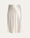 Vince Satin Slip Midi Skirt In Metallic