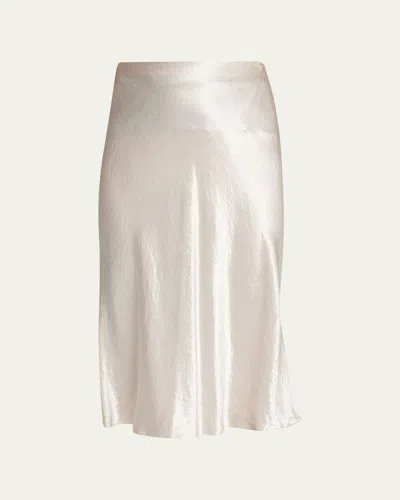 Vince Satin Slip Midi Skirt In Metallic