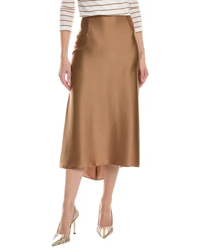 Vince Satin Slip Skirt In Brown