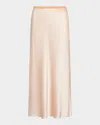 Vince Raw Edge Paneled Slip Skirt In Roselle In Multi