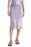 Vince Midi Satin Slip Skirt In Wisteria